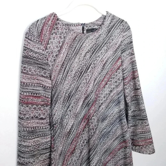 Zara | W&B Collection Knitted Textured Tweed Bell Sleeve Mini Dress Size Medium - Picture 10 of 11